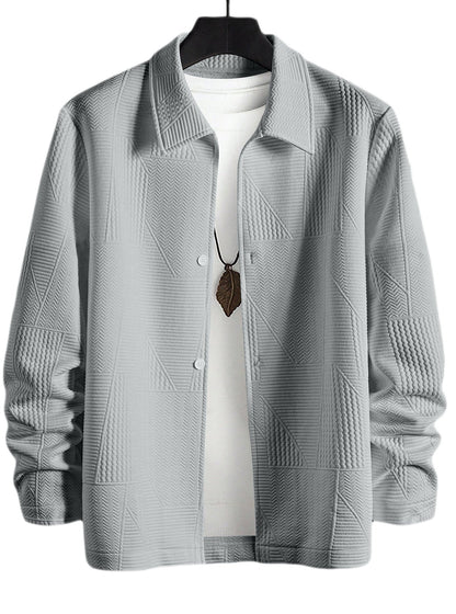 Herren Hemdjacke Modern Strukturiert Knöpfe Elegant