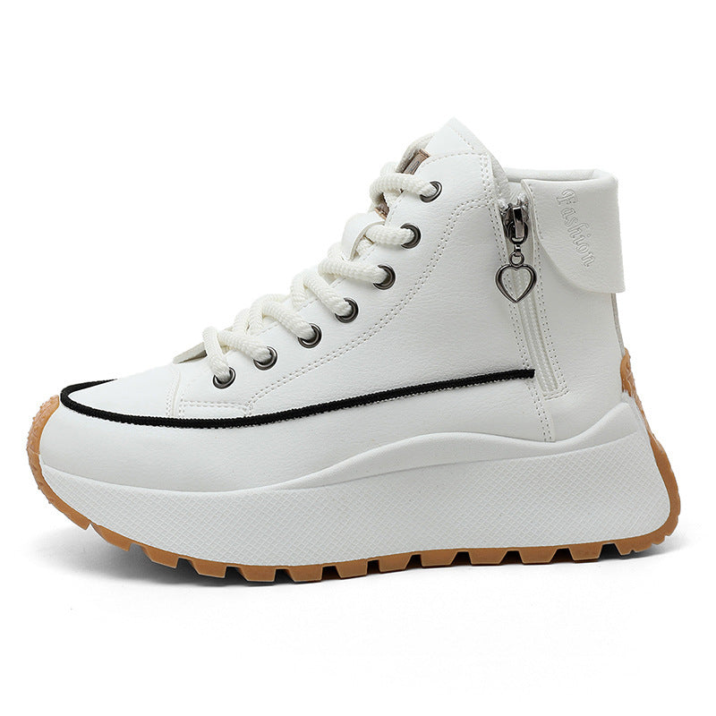 Damen Sneaker High-Top Elegante Laufschuhe Mit Reißverschluss