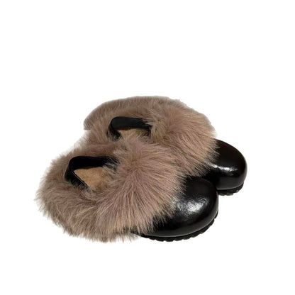 Damen Clogs Warm Fellkragen Rutschfest Winter