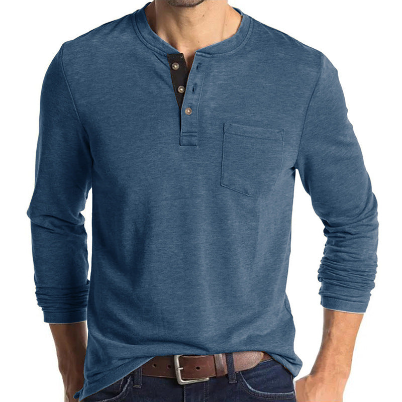 Herren Langarmshirt Modern Knopfdetails Elegant