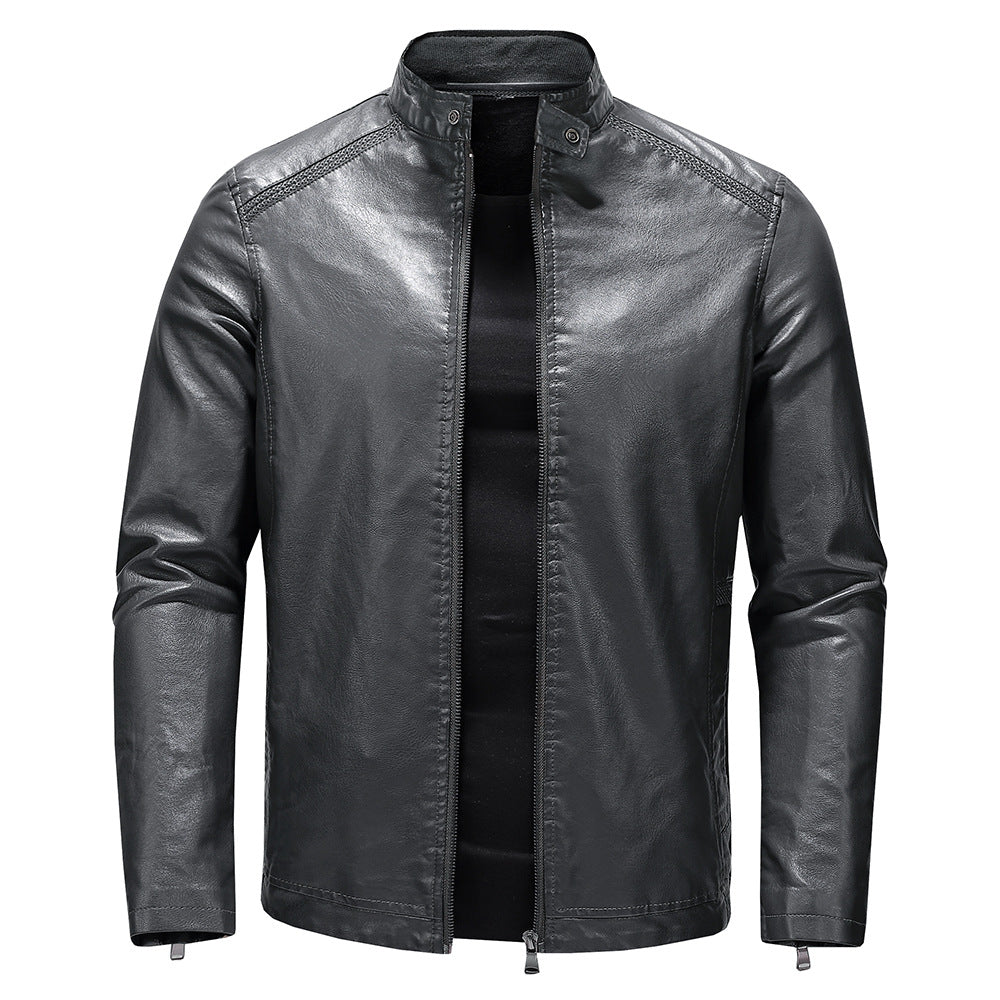 Herren Lederjacke Modern Casual Stil Schwarz