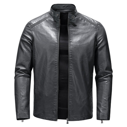 Herren Lederjacke Modern Casual Stil Schwarz