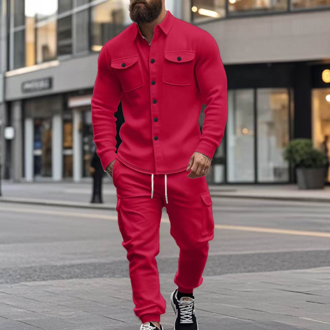 Herren Cargo-Hose Pflegeleicht Modern Mit Knöpfen