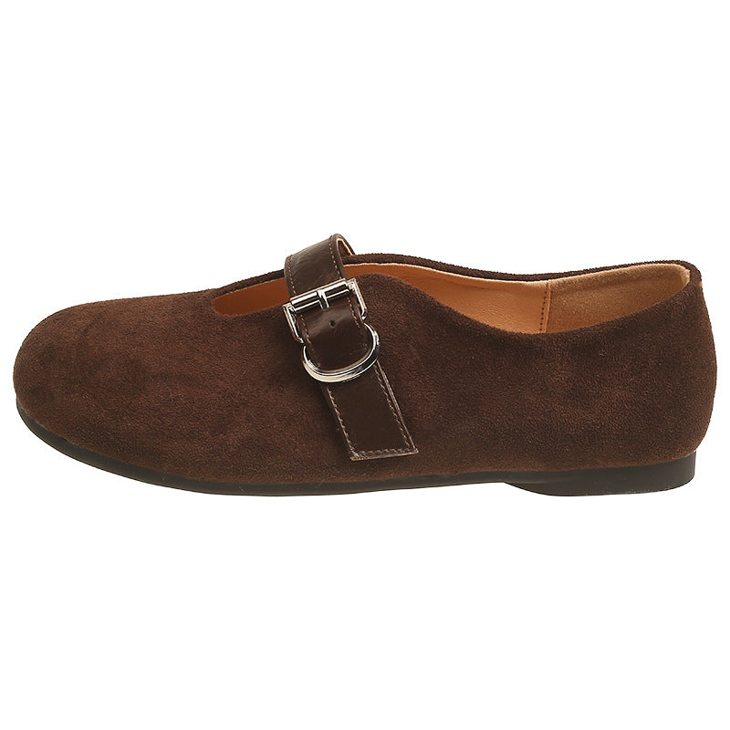 Damen Mokassins Elegant mit Schnalle Schwarz