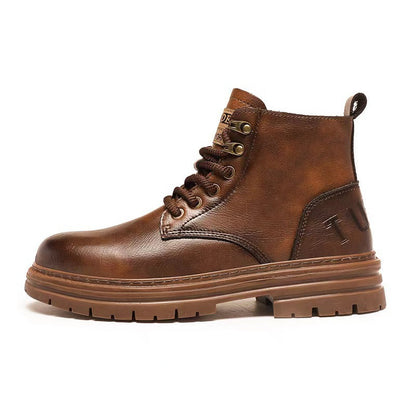 Damen Stiefeletten Leder Braun Schnürsenkel