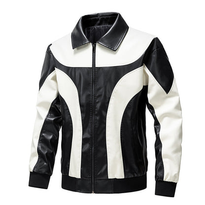 Lederjacke Herren Retro Modisch Schwarz