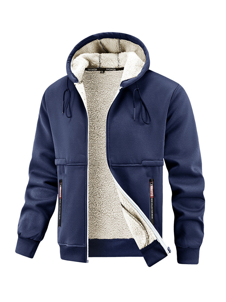 Herren Kapuzenjacke Warm Kuschelig Taschen