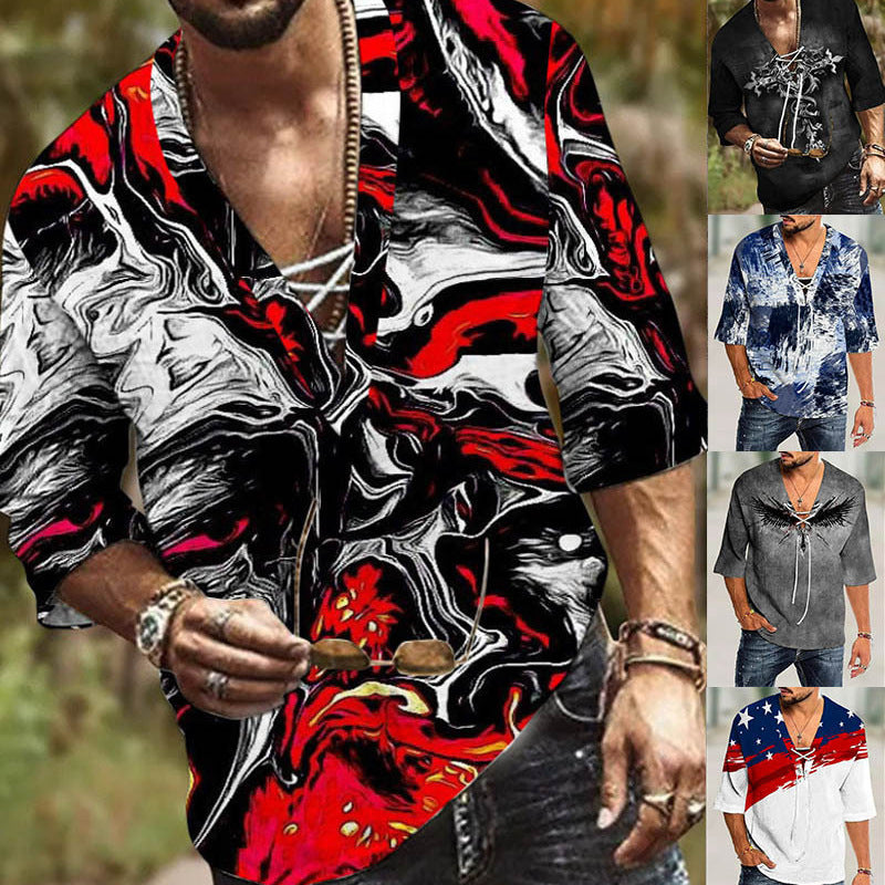 Herren Shirt mit modernem Schnürdesign Graffiti Style - BerlinGlamour
