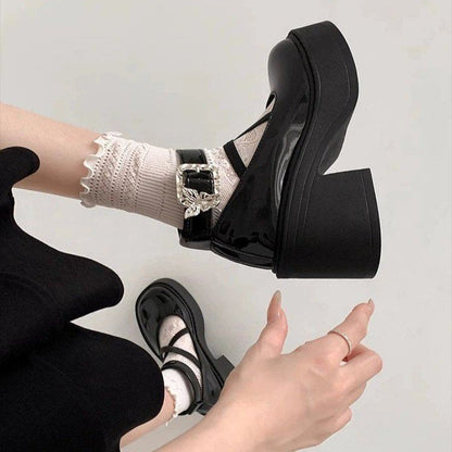 Damen Plateau Pumps Hochabsatz Elegant Schwarz - BerlinGlamour