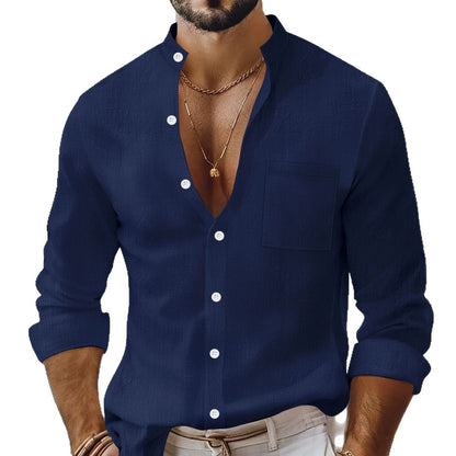 Lässiges Herren Leinenhemd mit Knöpfen Sommer