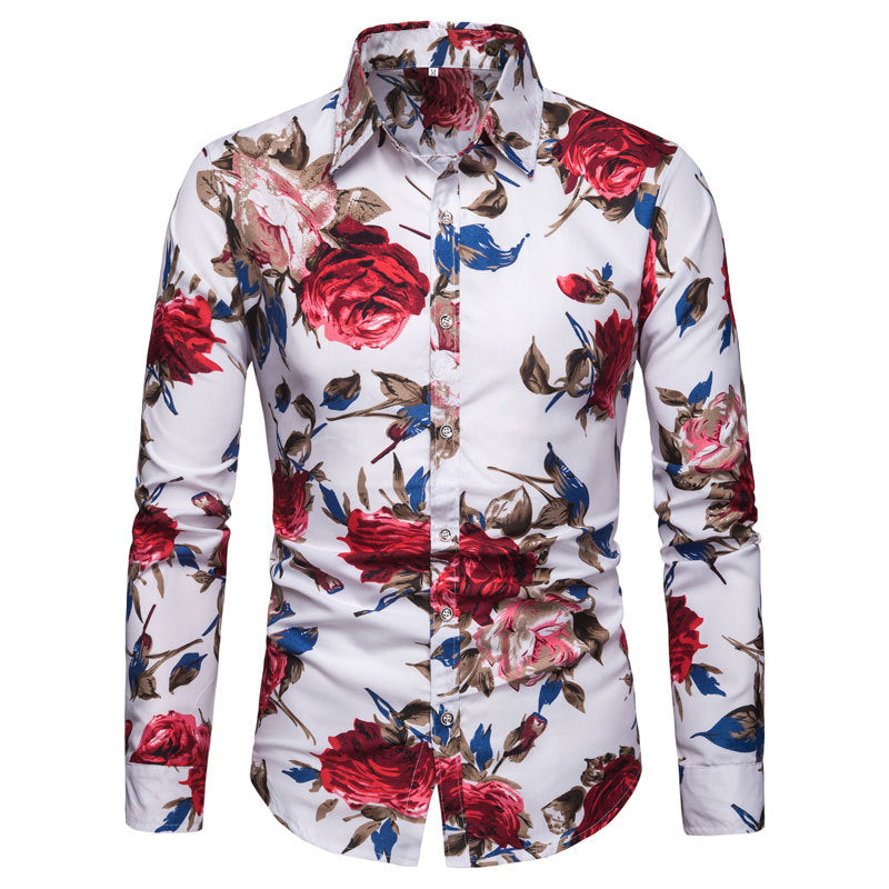 Herren Hemd Langarm Floralmuster Elegant Berlin