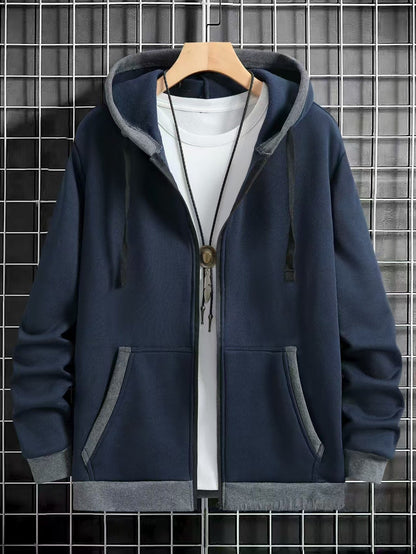 Herren Kapuzenpullover Reißverschluss mit Taschen Sportlich