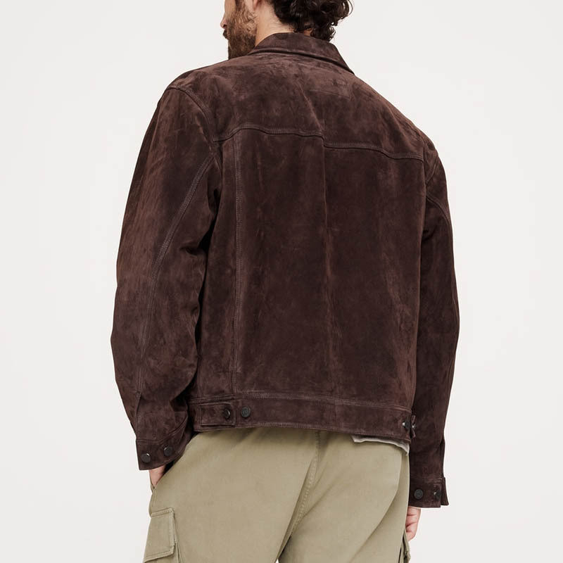 Herren Lederjacke Wildleder Reißverschluss Modern