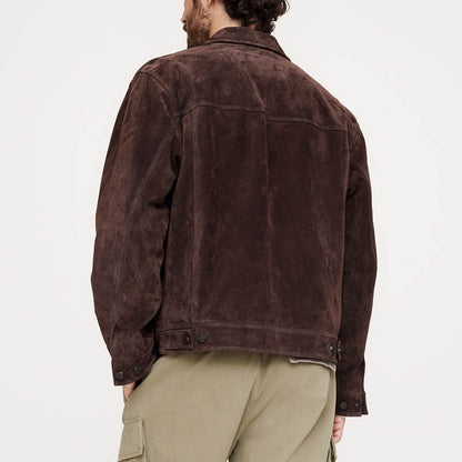 Herren Lederjacke Wildleder Reißverschluss Modern