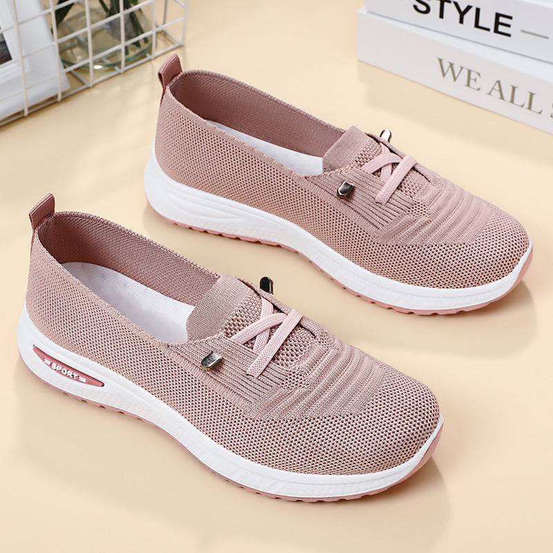 Damen Sportschuhe Bequem Atmungsaktiv Slip-On Schuhe Damenweiß - BerlinGlamour