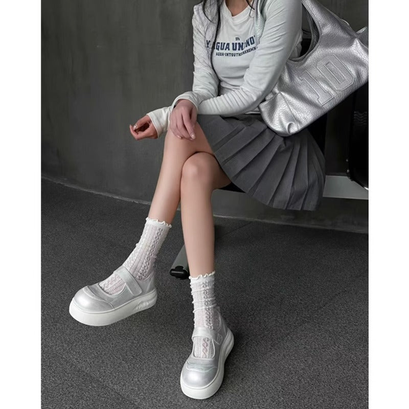 Damen Plateau Sneaker Sportlich Stylisch Klettverschluss
