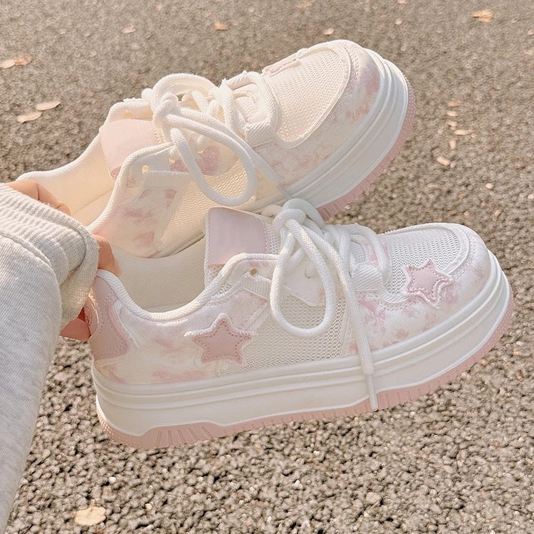 Damen Sneaker Komfortabel Sternenmotive Atmungsaktiv - BerlinGlamour