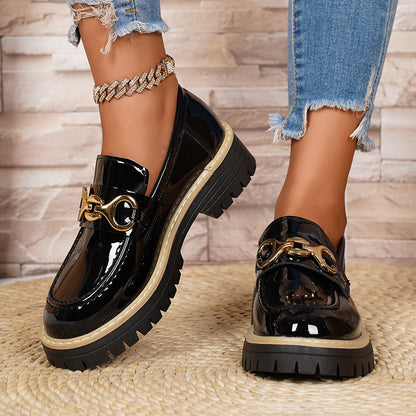 Damen Mokassinschuhe Komfortabel Glänzend Robust