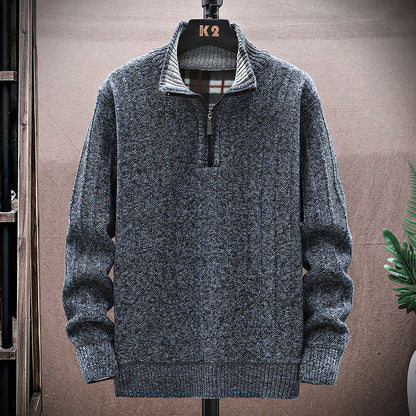 Herren Strickpullover mit Reißverschluss und Hochkragen Modern - BerlinGlamour