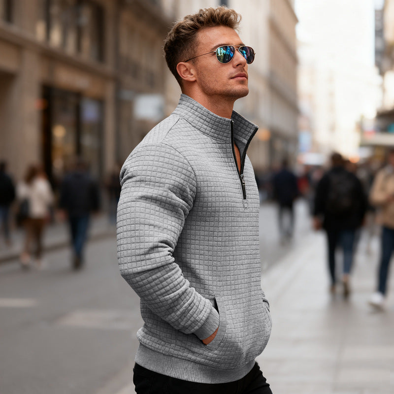 Herren Stehkragenpullover Sportlich Reißverschluss