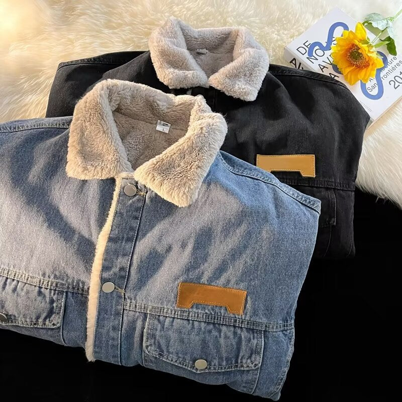Damen Denimjacke Gefüttert Mit Kragen Und Taschen - BerlinGlamour