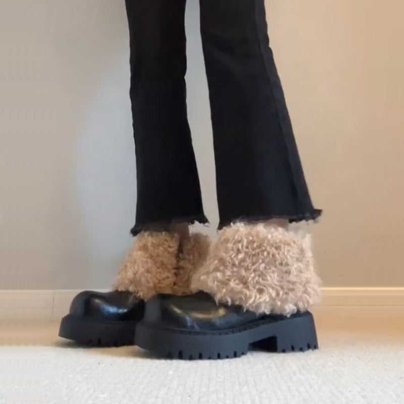 Damen Plateau-Stiefel Flauschig Warm Robust Winterstiefel