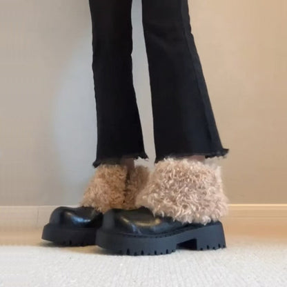 Damen Plateau-Stiefel Flauschig Warm Robust Winterstiefel