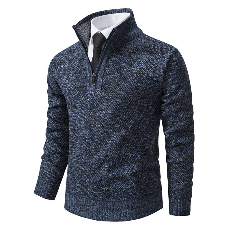 Herren Strickpullover Eleganter V-Ausschnitt Mit Reißverschluss