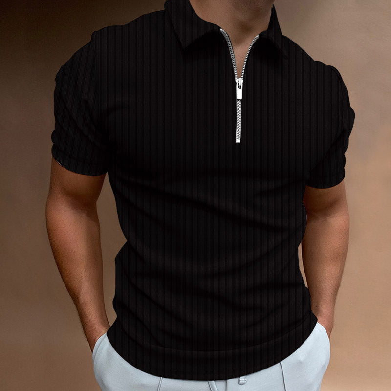 Herren Polo Shirt Kurzarm Reißverschluss Kragen Modern