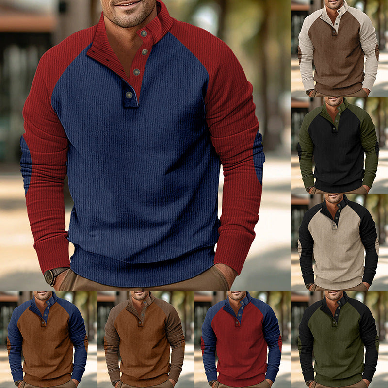 Herren Pullover Ripp-Kragen Kontrastärme Modern - BerlinGlamour