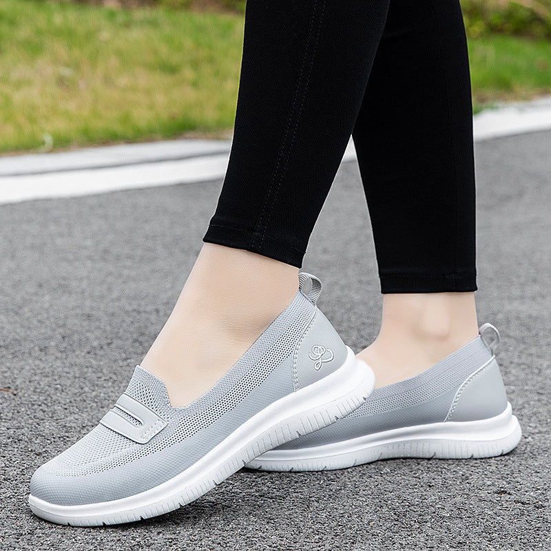 Damen Sneaker Bequem Atmungsaktiv Mesh Weiße Schuhe