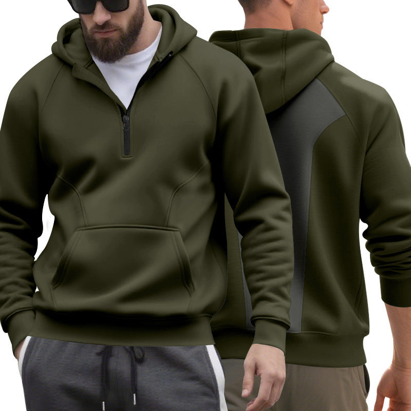 Herren Sportpullover Kapuze Kängurutasche Kurzreißverschluss