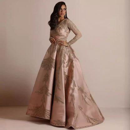 Damen Abendkleid Glamourös Pailletten V-Ausschnitt Elegant