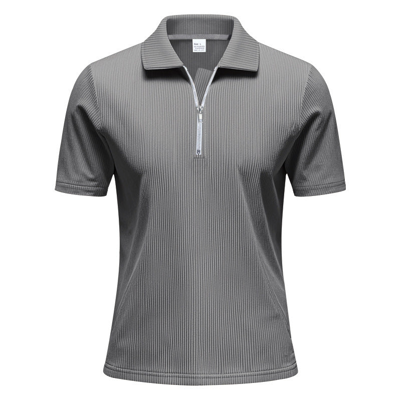 Herren Poloshirt Kurzarm Sportlich Reißverschluss