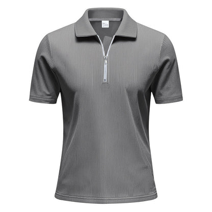 Herren Poloshirt Kurzarm Sportlich Reißverschluss