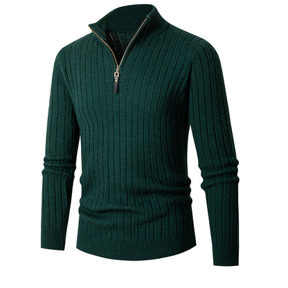 Herren Strickpullover Halbzipp Modern Rippstruktur