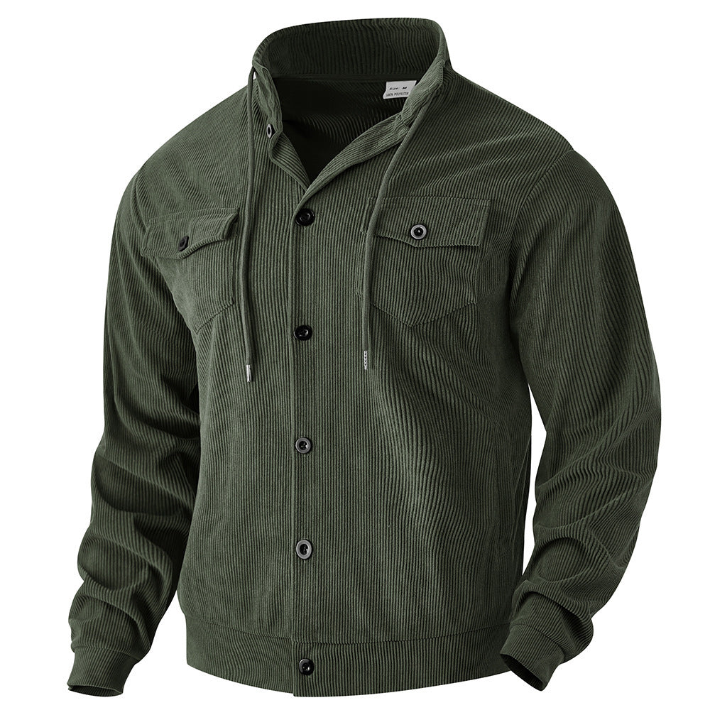 Herren Hemdjacke Lässig Asymmetrisch Mit Taschen