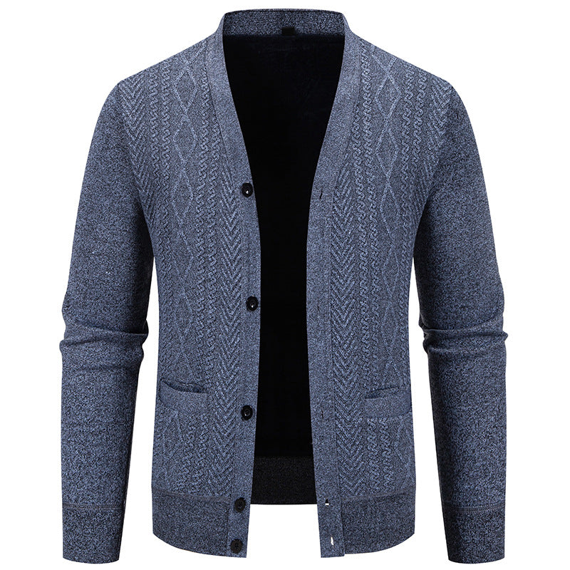 Herren Strickjacke Strukturiert Knopfverschluss Modern