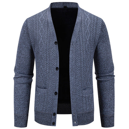 Herren Strickjacke Strukturiert Knopfverschluss Modern
