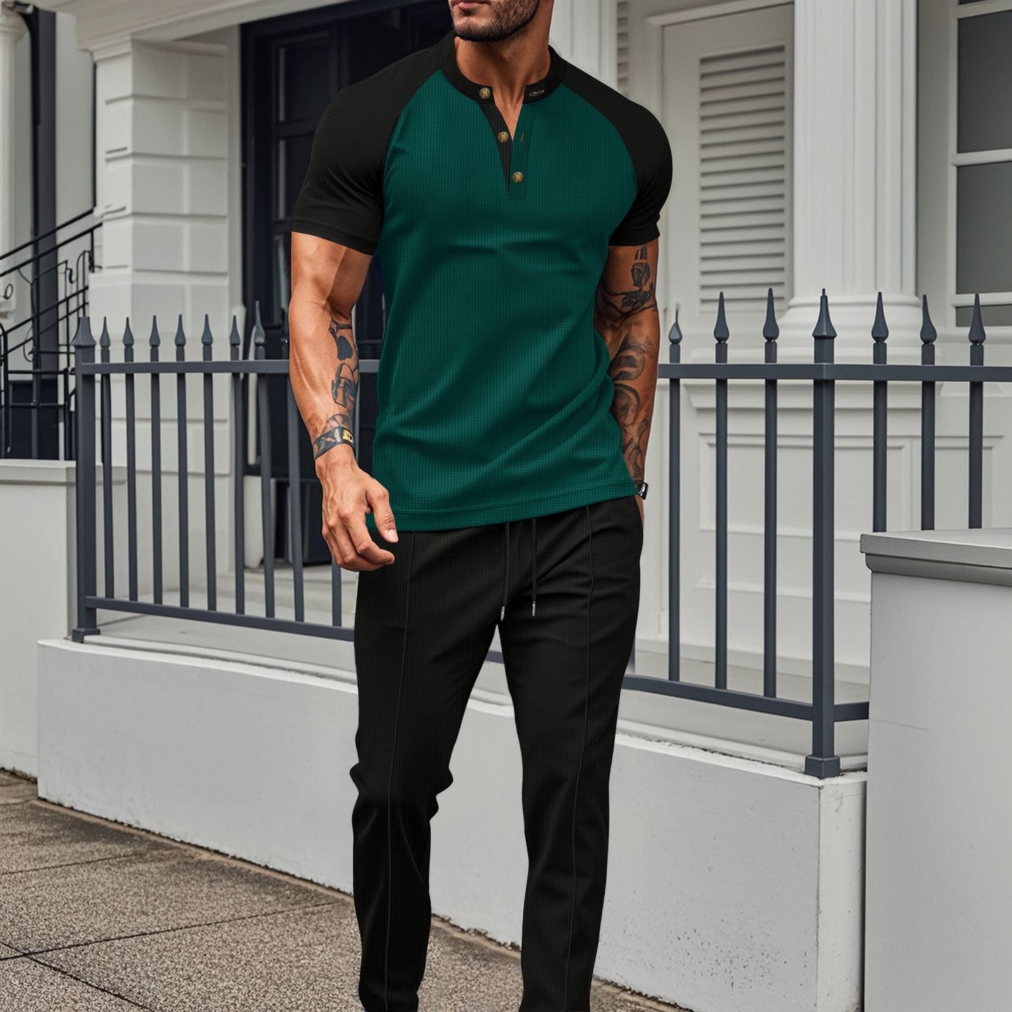 Herren Kurzarm-Hemd Modern Elastisch Slim Fit