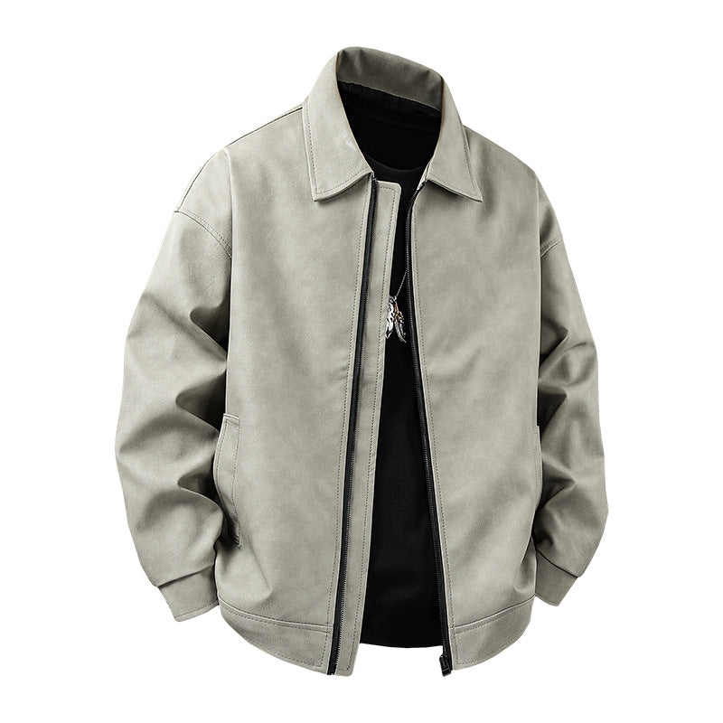 Herren Lederjacke Sportlich Elastisch Schwarz Modern