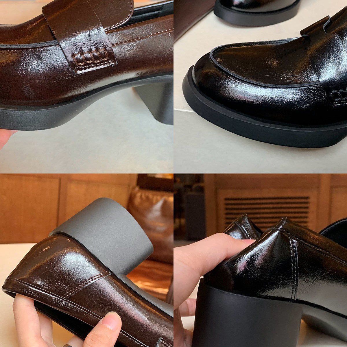 Damen Mokassins mit Plateausohle und Riemchenverschluss Elegant