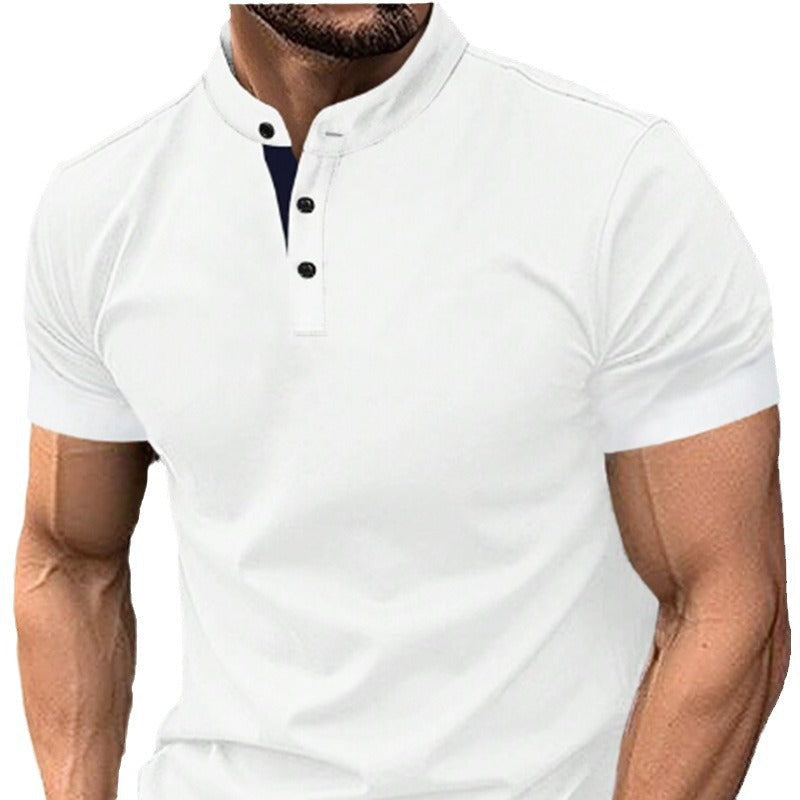 Herren Polohemd Kurzarm Elegantes Stehkragen