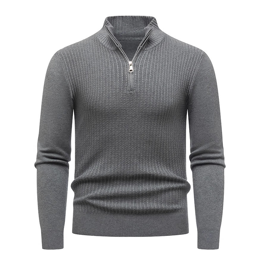 Herren Strickpullover Stehkragen Modern Rippmuster - BerlinGlamour