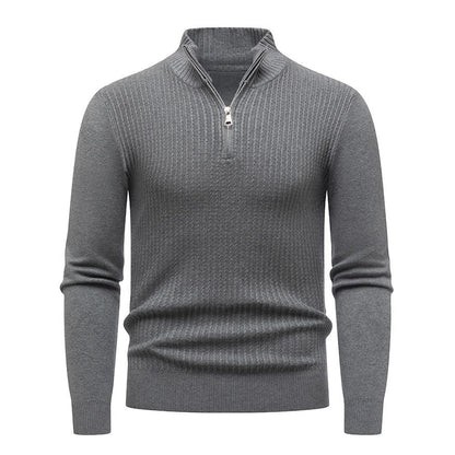 Herren Strickpullover Stehkragen Modern Rippmuster - BerlinGlamour