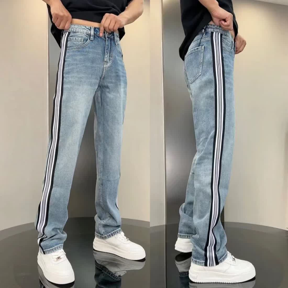 Herren Jeans mit Streifen Modern Slim Fit