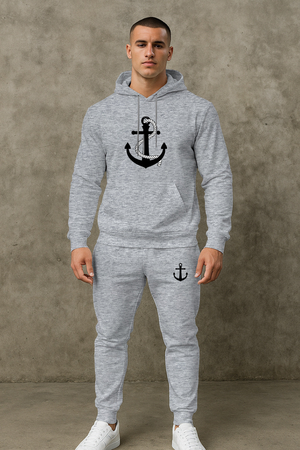 Herren Hoodie Set Maritim Anker Design Sportlich