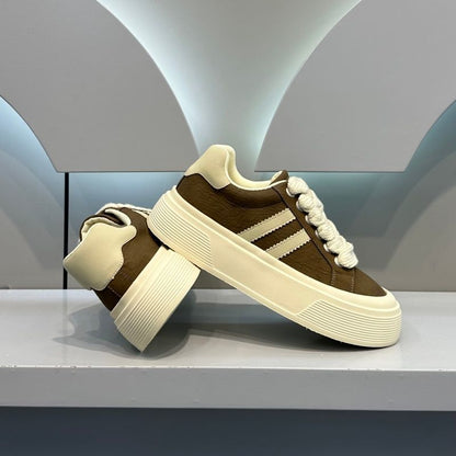 Damen Sneaker Hochplateau Kordelzug Modisch Weiße Schuhe