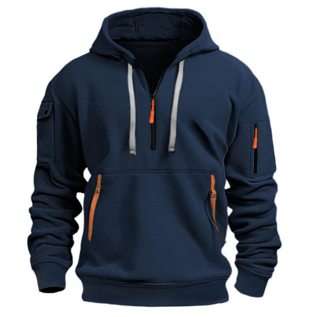 Herren Kapuzenpullover mit Reißverschlusstaschen Sportlich Modern