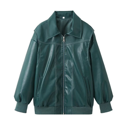 Lederjacke Damen Modern mit Reißverschluss und Taschen